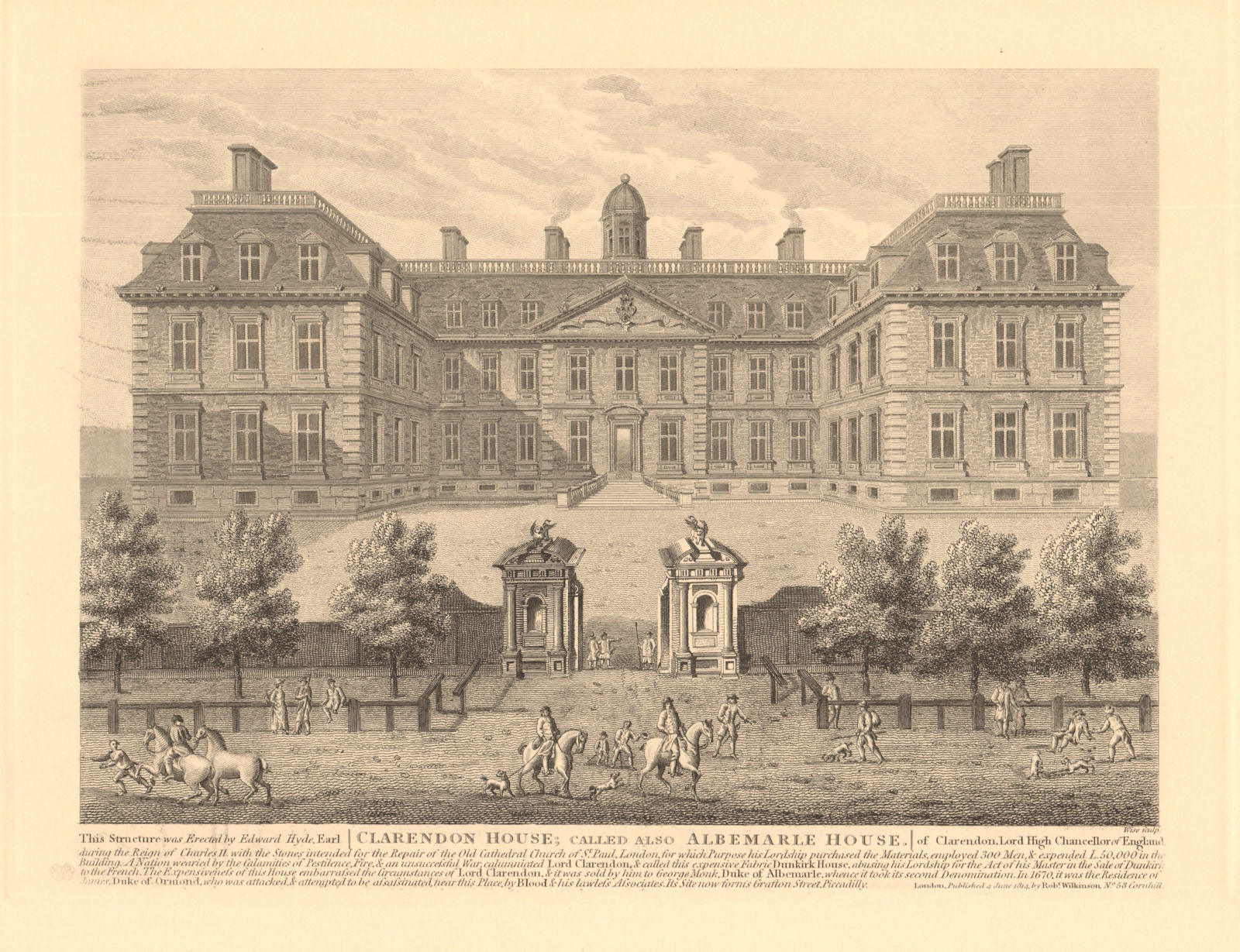 CLARENDON aka ALBEMARLE HOUSE on the site of Grafton Street, Piccadilly 1834